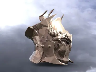 Iron mask baroque helmet 3D model