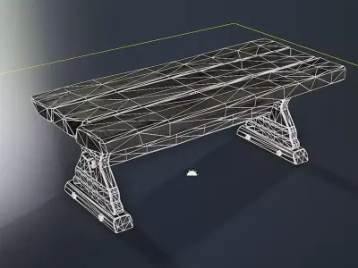 Wooden Table Low-poly 3D model 5