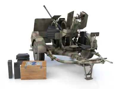 2cm Flak 38 with SD AH 51 - Trailer - FA81  3D model