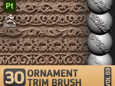 30 Ornament Trim Brush Ornament Library VOL 03 Low-poly 3D model