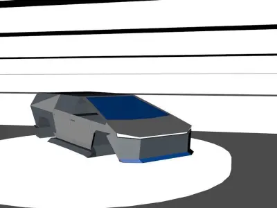 Tesla cyber truck modified With accessories and Garage Low-poly 3D model