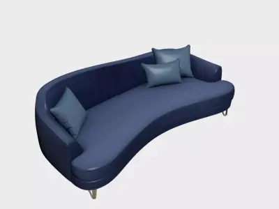 Modern Asymmetrical Curved Velvet Sofa Furniture for Daylight 14 Free 3D model