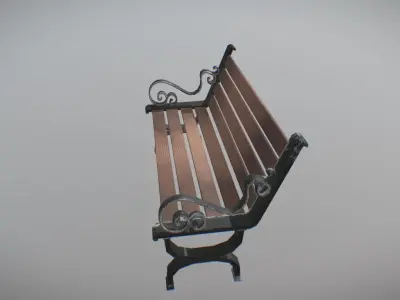 Simple Wooden Bench Lowpoly Low-poly 3D model