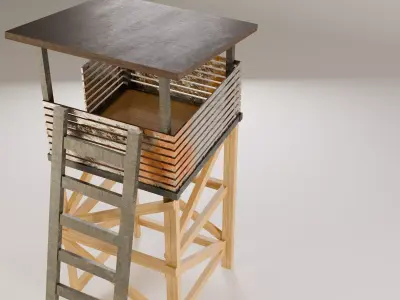 Sniper Tower- Military Watchtower Low-poly 3D model