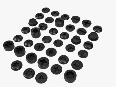 Screw Heads Mega Collection Low-poly 3D model