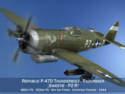 Republic P-47D Thunderbolt - Sweetie - PZ-R 3D model