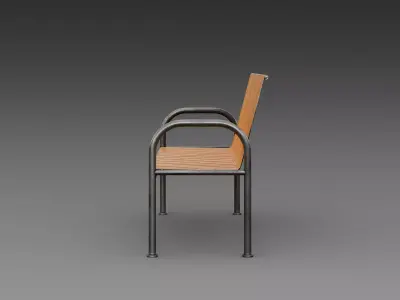 Rustic orange bench 3D model