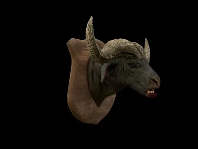 Buffalo Head - PBR - Textured Low-poly 3D model