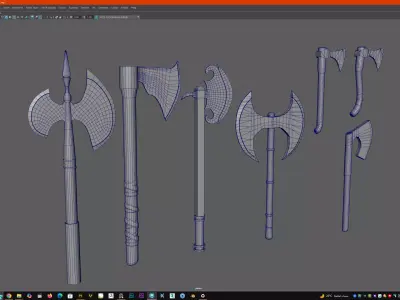 Medieval Axes Pack Low-poly 3D model