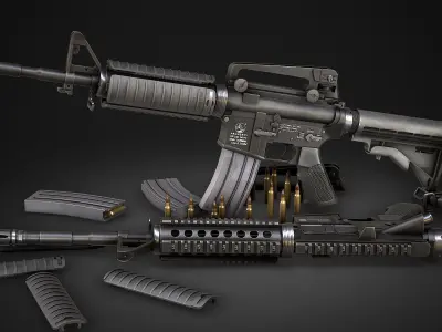 Modern AAA Rifle Pack Game Ready PBR Low-poly 3D model