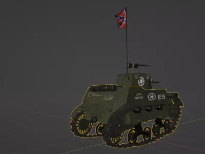 US Army WW2 M5 Stuart Tank 3D model