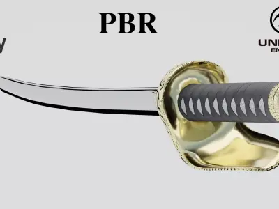 Gold Saber - Katana Free low-poly 3D model