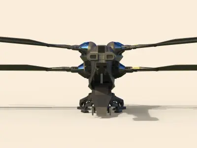 Ornithopter futuristic helicopter with two propellers 3D model