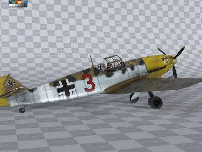Messerschmitt BF109 German Fighter Airplane North Africa V2 3D model