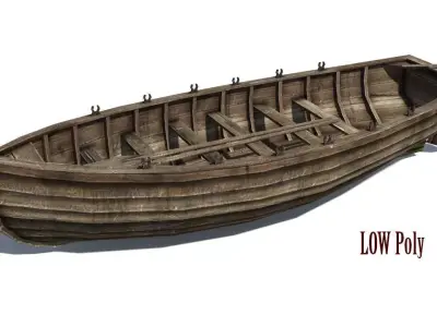 Row boat Low-poly 3D model