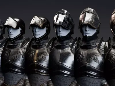 Medium Armored Warrior Knight V1 - Unreal Engine Project Low-poly 3D model