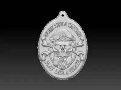 HM Skull Captain Keychain 01 3D print model