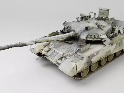 Russian T-80 tank destroyed by Ukrainian army 3D model