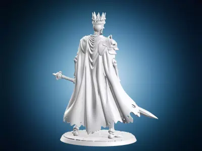 Skeleton King Undead Warrior Miniature 3D print model