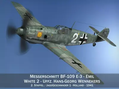 Messerschmitt - BF-109 E - White 2 3D model