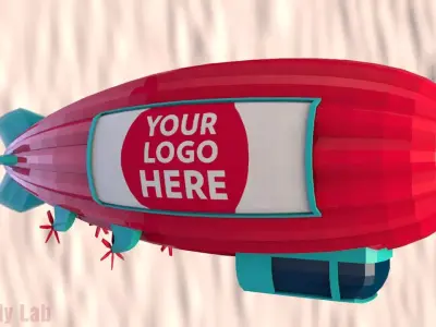 Cartoon Airship Low Poly Blimp Free low-poly 3D model