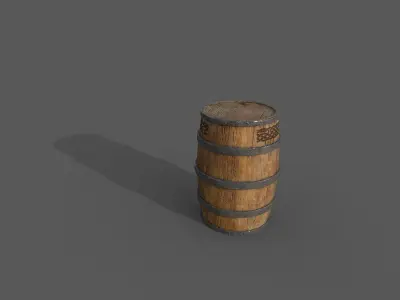 Wood Barrel Low-poly 3D model Low-poly 3D model