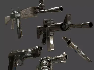 Military Weapons - Modern Weaponry - UVMapped Low-poly 3D model