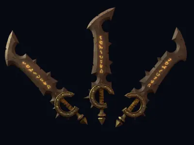 Game-Ready Stylized Rune Sword Low-poly 3D model