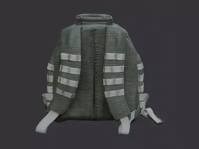 Military Backpack Open with Straps and Pockets Low-poly 3D model