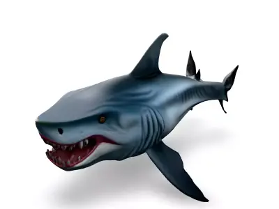 Animated Cartoon Great White Shark Low-poly 3D model