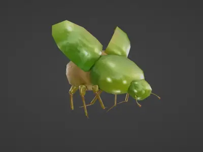 ANIMATED GREEN BEETLE Low-poly 3D model