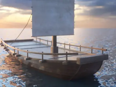 Korean Medieval Ship - Joseon Ferry model 3D model