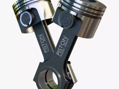 Engine Pistons with Connecting Rods M1 3D model