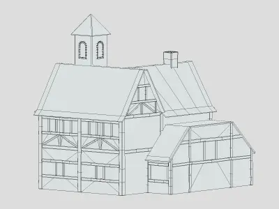 Medieval Building 04 Low Poly PBR Realistic Low-poly 3D model