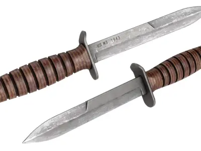 PBR American M3 Trench Knife Low-poly 3D model