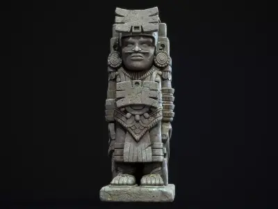 Statue Aztec Warrior Low-poly 3D model
