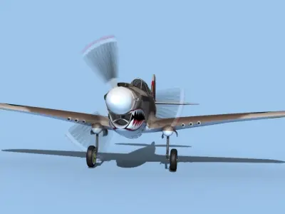Curtiss P-40F Tomahawk V04 RAF 3D model