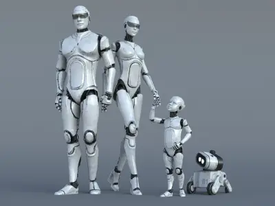 Cyborgs Family 3D model