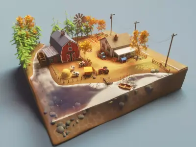 Farm prop pack - stylized Low-poly 3D model