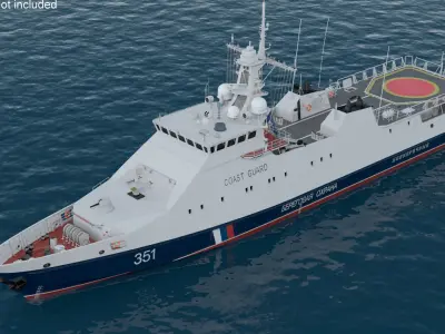Russian Coast Guard Ship 22460 Okhotnik Rigged 3D model