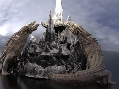  Shogun River Temples 3D model