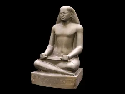 Egyptian Seated Scribe Statue 3D model