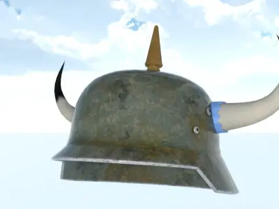soldier helmet horn spike Low-poly 3D model