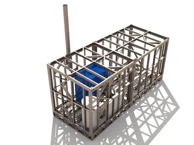 Boiler room in a container 3D model