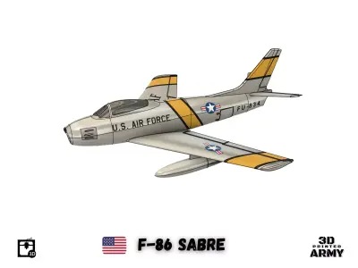 North American F-86 SABRE jet fighter - 3D printing 3D print model