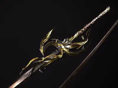 Fantazy Katana Sword Melee Weapon Low-poly 3D model
