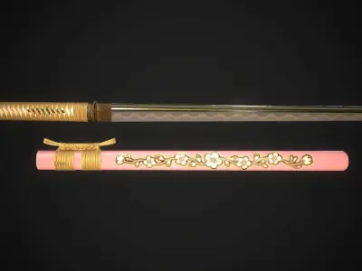 Wakizashi 04 Low-poly 3D model
