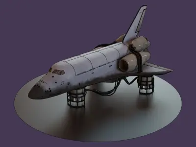 Shuttle DiselPunk Low-poly 3D model
