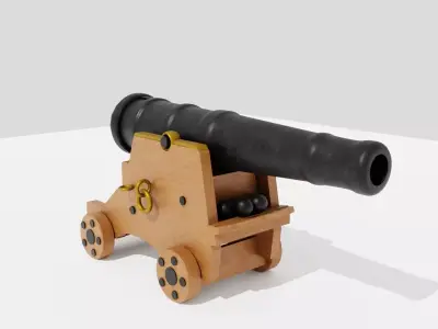 Cannon Gun Low-poly 3D model