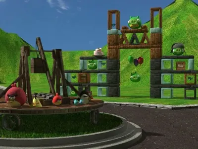 ANGRY BIRDS PACK - 8 BIRDS 4 PIGS AND 2 ITEMS Low-poly 3D model